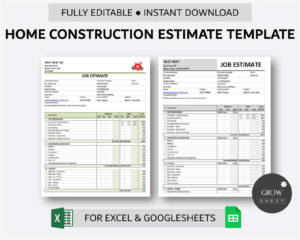 Construction Estimate Template for Excel and Google Sheets